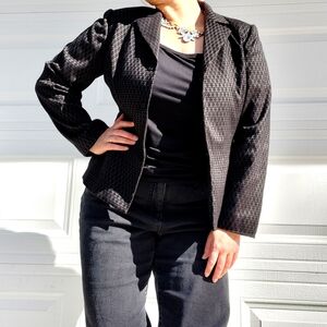 Tahari Chic Black And Green Geometric Women's Blazer